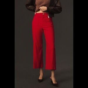 Anthropologie Maeve Red Cropped Pants